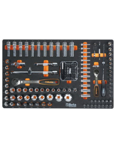 Gereedschapswagen (rood) Beta Tools C24S met 7 laden en 240-delig assortiment gereedschappen