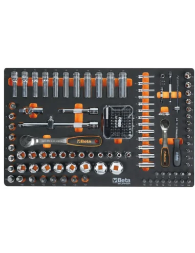 Gereedschapswagen (rood) Beta Tools C24S met 7 laden en 240-delig assortiment gereedschappen