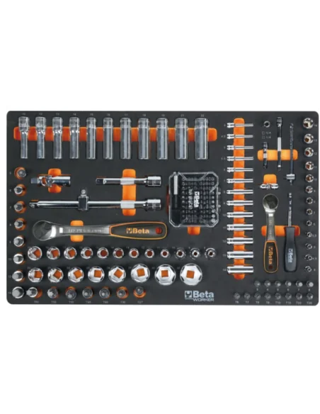 Gereedschapswagen (rood) Beta Tools C24S met 7 laden en 240-delig assortiment gereedschappen