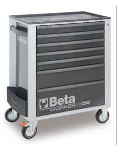 Gereedschapswagen (grijs) Beta Tools C24S met 7 laden en 240-delig assortiment gereedschappen