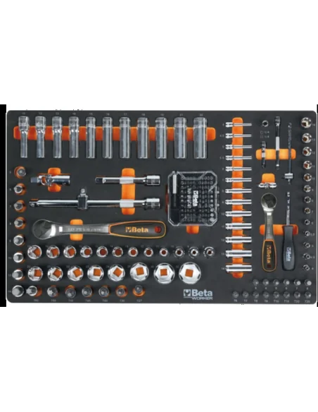 Gereedschapswagen (oranje) Beta Tools C24S met 7 laden en 240-delig assortiment gereedschappen