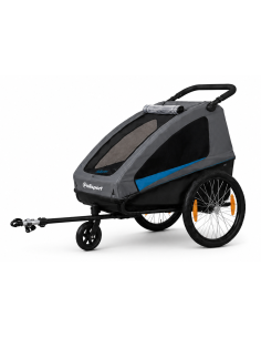2-in-1 kindertrailer en -wagen Polisport - grijs/zwart