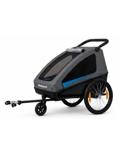 2-in-1 kindertrailer en -wagen Polisport - grijs/zwart