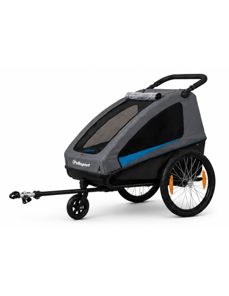 2-in-1 kindertrailer en -wagen Polisport - grijs/zwart