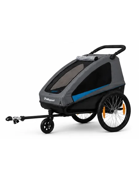 2-in-1 kindertrailer en -wagen Polisport - grijs/zwart