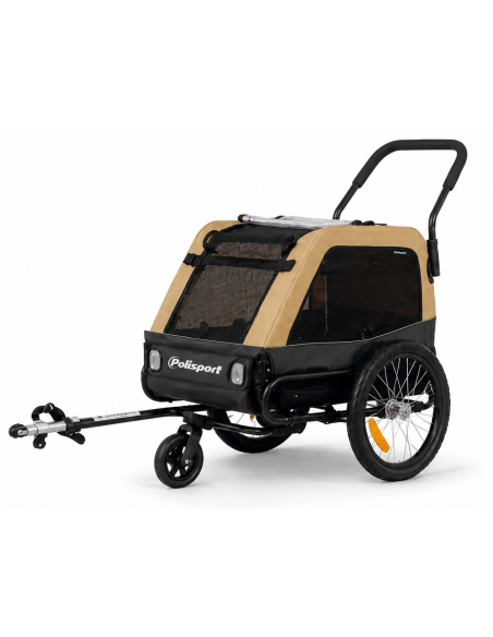 Huisdierentrailer Polisport - M - tot 23 kg - camel/zwart