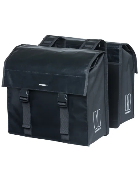 Dubbele fietstas Basil Urban Load 48 liter 41 x 18 x 46 cm - zwart reflective