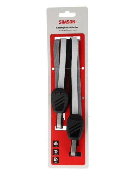 Karabijnhaakbinder Simson 71cm - zwart/wit/grijs