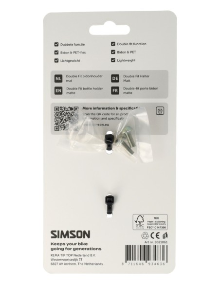 Simson Double Fit fles- en bidonhouder mat zwart
