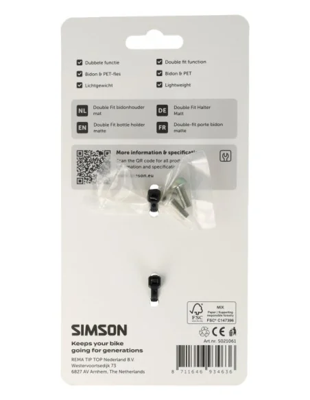Simson Double Fit fles- en bidonhouder mat zwart