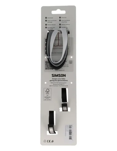 Karabijnhaakbinder Simson 60cm - zwart/wit/grijs