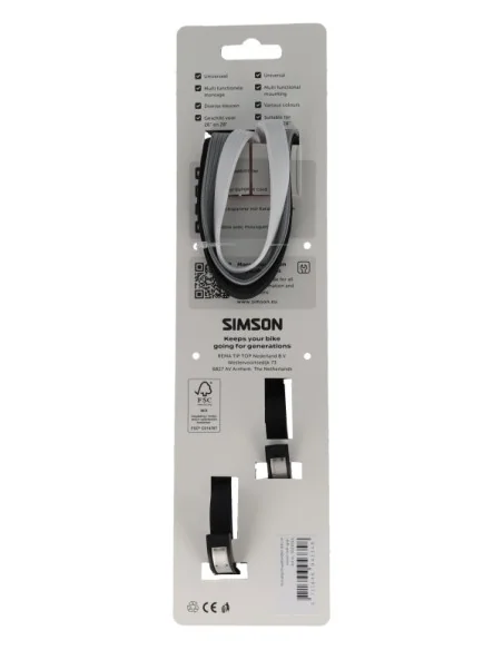 Karabijnhaakbinder Simson 60cm - zwart/wit/grijs