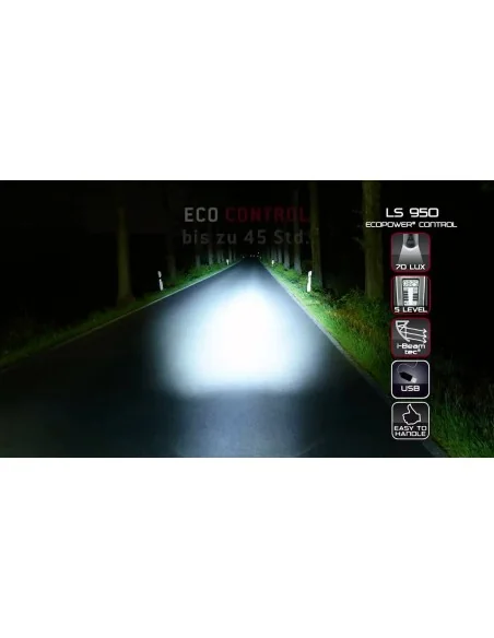 Koplamp Trelock LS950 Control Ion - 70 Lux - Incl. houder