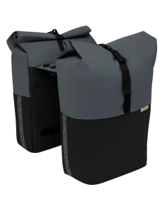Dubbele fietstas New Looxs Nyborg MIK 2.0 - 34 liter, donkergrijs/zwart