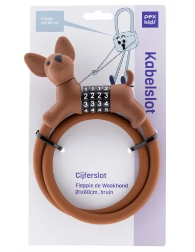 Kabelslot PexKids Flappie de waakhond, ø 1 x 60 cm - Bruin