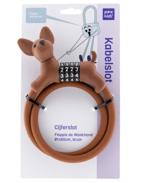Kabelslot PexKids Flappie de waakhond, ø 1 x 60 cm - Bruin