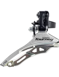 Voorderailleur 3 x 6/7 speed Shimano Tourney FD-TY300 down swing/top pull - hoge klem ø31,8 mm - 42T - (66-69°) - Zwart/Zilver