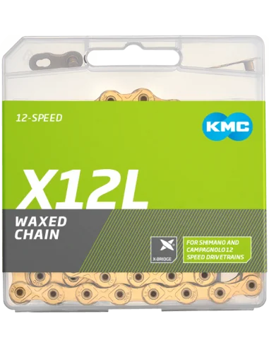 Fietsketting KMC X12L Ti-N Gold - 126L, waxed