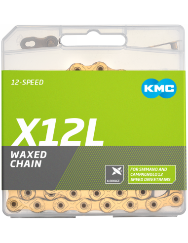 Fietsketting KMC X12L Ti-N Gold - 126L, waxed