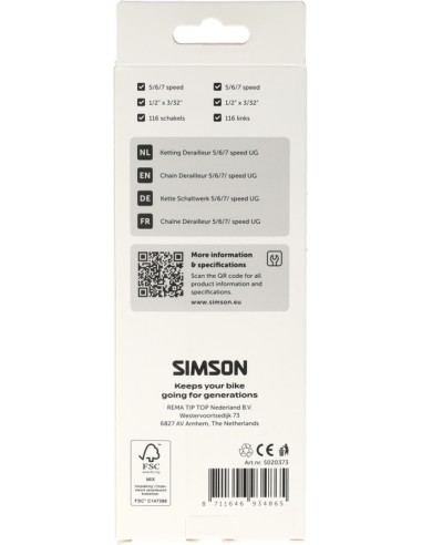 Derailleurketting Simson, 5/6/7-speed UG - 116 schakels