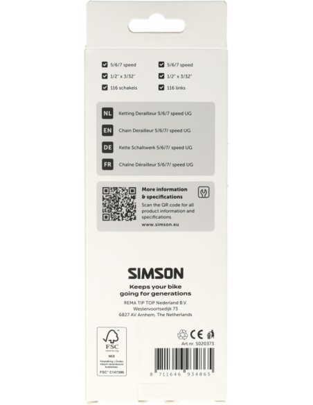 Derailleurketting Simson, 5/6/7-speed UG - 116 schakels