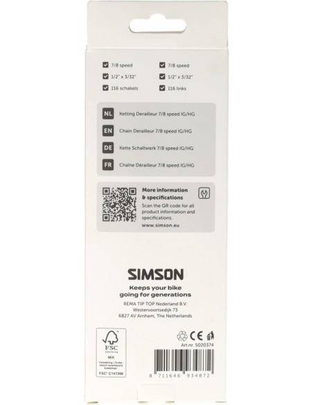 Simson derailleurketting 7/8-speed IG/HG - 116 schakels