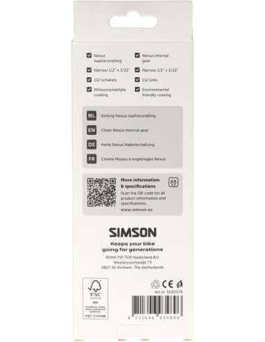Simson fietsketting voor Shimano Nexus - 112 schakels