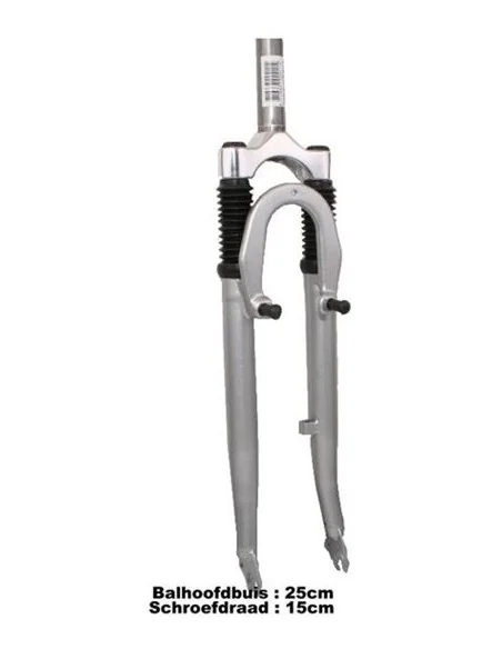 Verende voorvork 28" met 1 1/8" vorkbuis - V-brake en trommelremnok - zilver