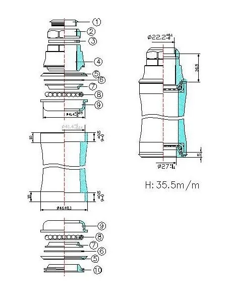 Balhoofdset Tecora 1" semi-geïntegreerd met draad - zwart