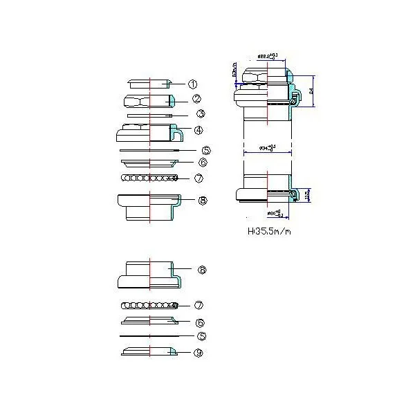 Balhoofdset Tecora 1" 1 1/8" semi-geïntegreerd met draad - zwart