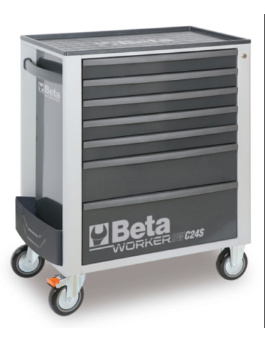 Gereedschapswagen (grijs) Beta Tools C24S met 7 laden en 240-delig assortiment gereedschappen