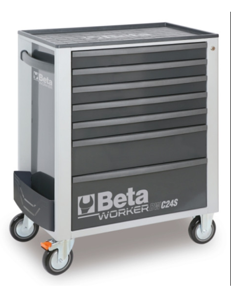 Gereedschapswagen (grijs) Beta Tools C24S met 7 laden en 240-delig assortiment gereedschappen