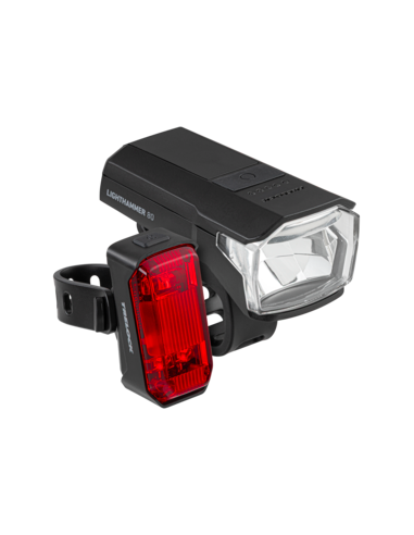 Verlichtingsset Trelock Lighthammer 80 USB Set - 80 lux, zwart