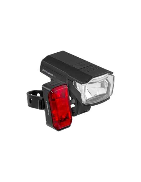 Verlichtingsset Trelock Lighthammer 80 USB Set - 80 lux, zwart