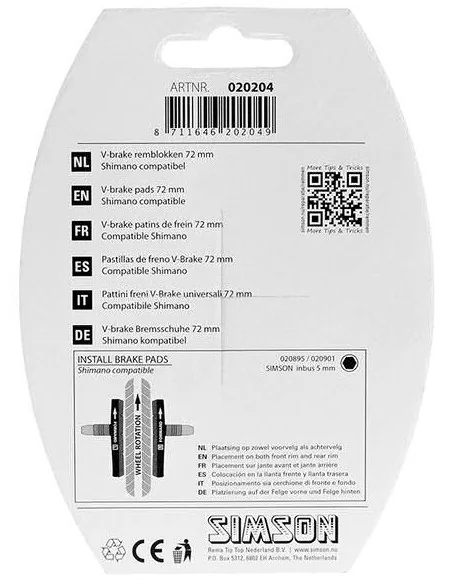 Simson Remschoenen V-Brake 72mm